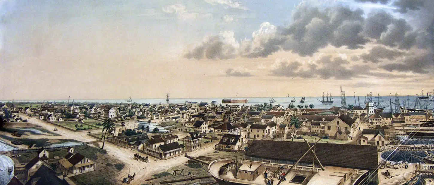 Stadtansicht von Key West im Jahre 1855. Monroe County Library Collection.