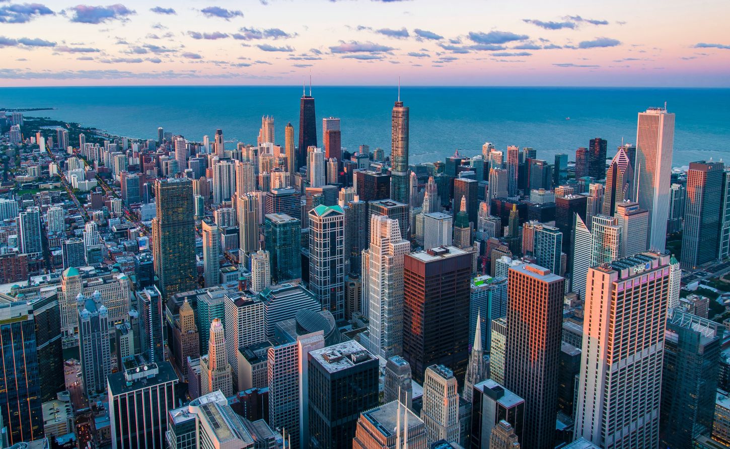 Blick auf Chicago vom Wills Tower Skydeck aus