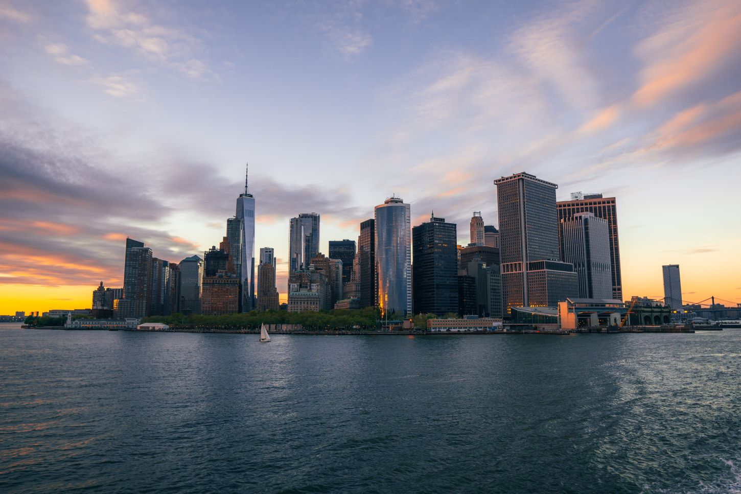 Blick auf New York von der Staten Island Ferry aus